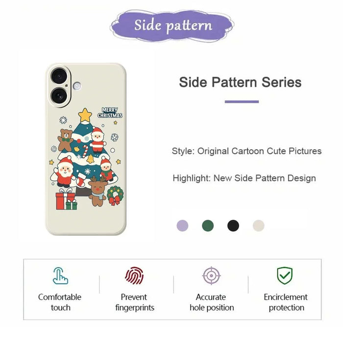 For iPhone 17 Case Christmas Tree Gifts Pattern Printing Straight Edge TPU Phone Back Cover - Green - 7