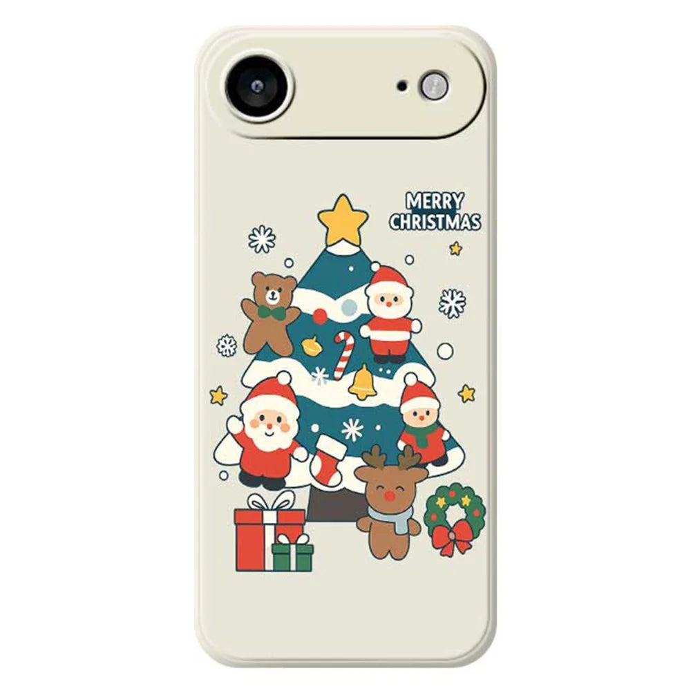 For iPhone Air Case Christmas Tree Gifts Pattern Printing Straight Edge TPU Phone Back Cover - Beige - 1