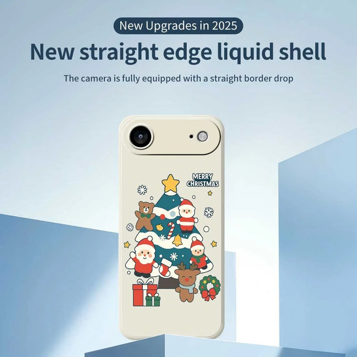 For iPhone Air Case Christmas Tree Gifts Pattern Printing Straight Edge TPU Phone Back Cover - Beige - 2