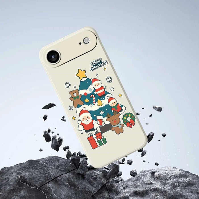For iPhone Air Case Christmas Tree Gifts Pattern Printing Straight Edge TPU Phone Back Cover - Beige - 6