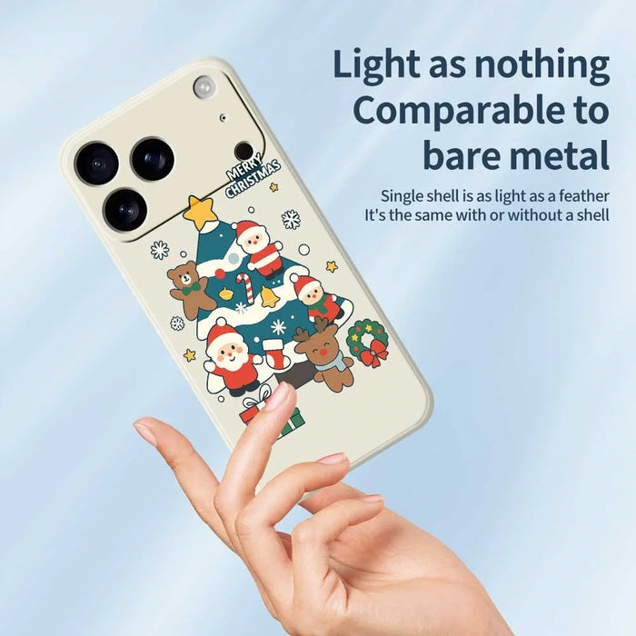 For iPhone 18 Pro Max / 17 Pro Max Case Christmas Tree Gifts Pattern Printing Straight Edge TPU Phone Back Cover - Beige - 3