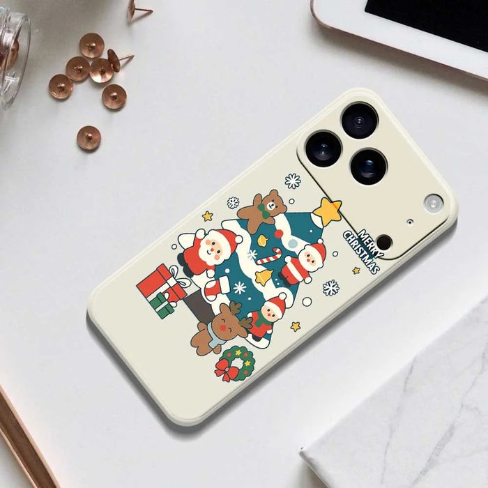For iPhone 18 Pro Max / 17 Pro Max Case Christmas Tree Gifts Pattern Printing Straight Edge TPU Phone Back Cover - Beige - 6