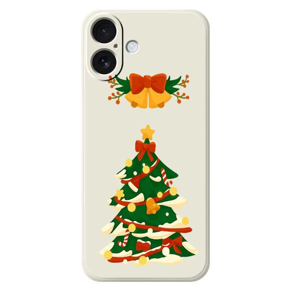 For iPhone 17 Case Christmas Tree Bow Pattern Printing Straight Edge TPU Phone Back Cover - Beige - 1