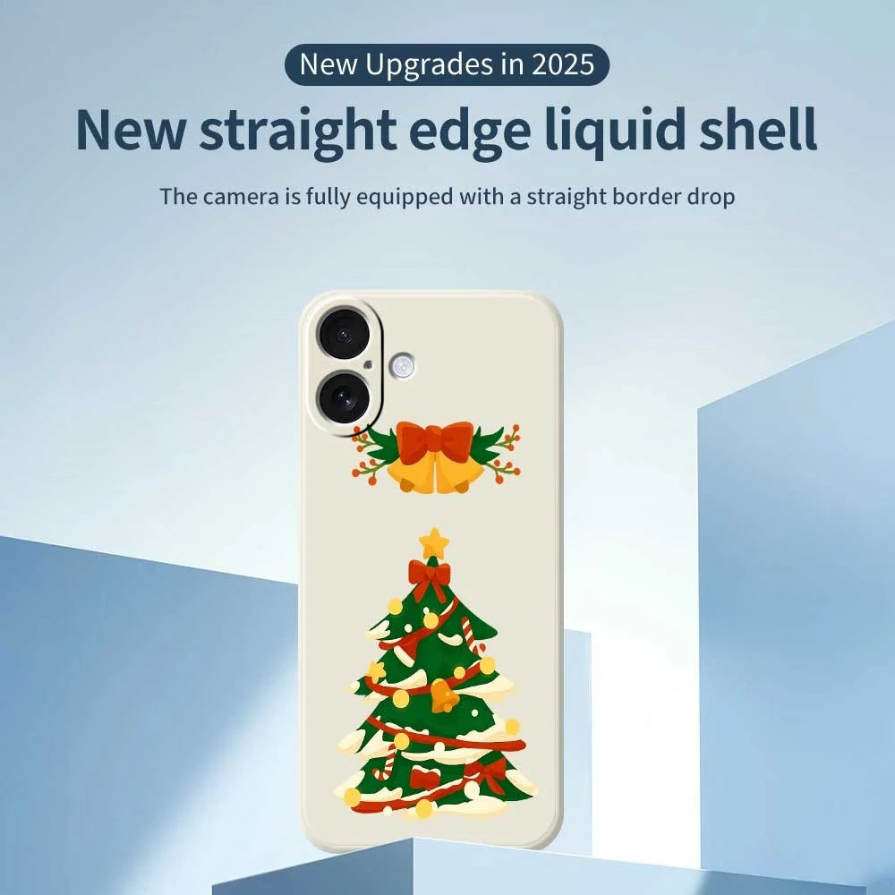 For iPhone 17 Case Christmas Tree Bow Pattern Printing Straight Edge TPU Phone Back Cover - Beige - 2