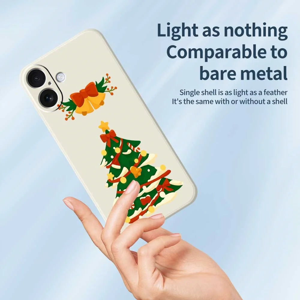 For iPhone 17 Case Christmas Tree Bow Pattern Printing Straight Edge TPU Phone Back Cover - Beige - 3