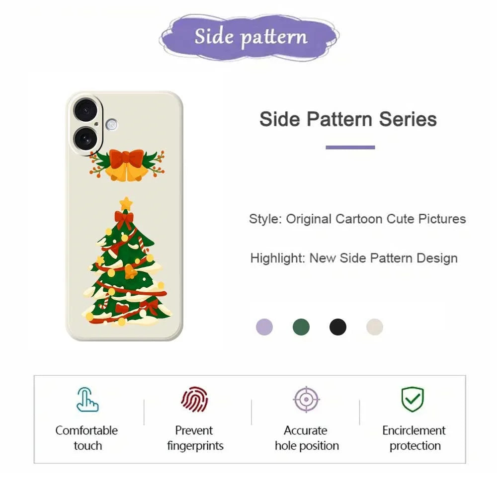 For iPhone 17 Case Christmas Tree Bow Pattern Printing Straight Edge TPU Phone Back Cover - Beige - 7
