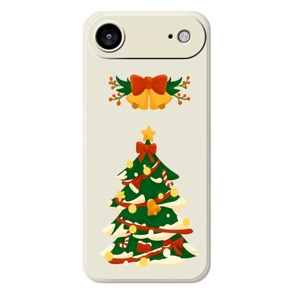 For iPhone Air Case Christmas Tree Bow Pattern Printing Straight Edge TPU Phone Back Cover - Beige - 1