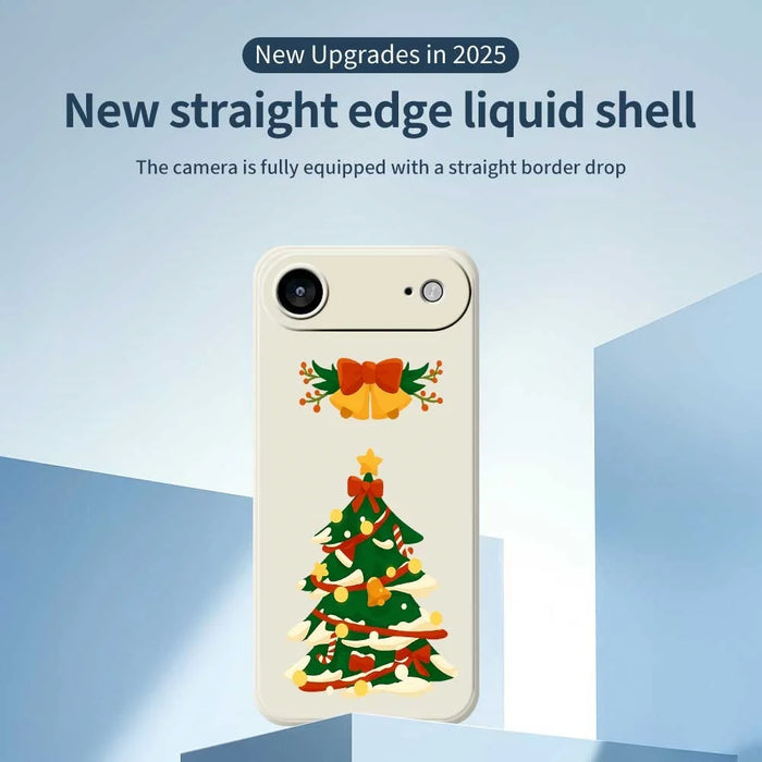 For iPhone Air Case Christmas Tree Bow Pattern Printing Straight Edge TPU Phone Back Cover - Beige - 2