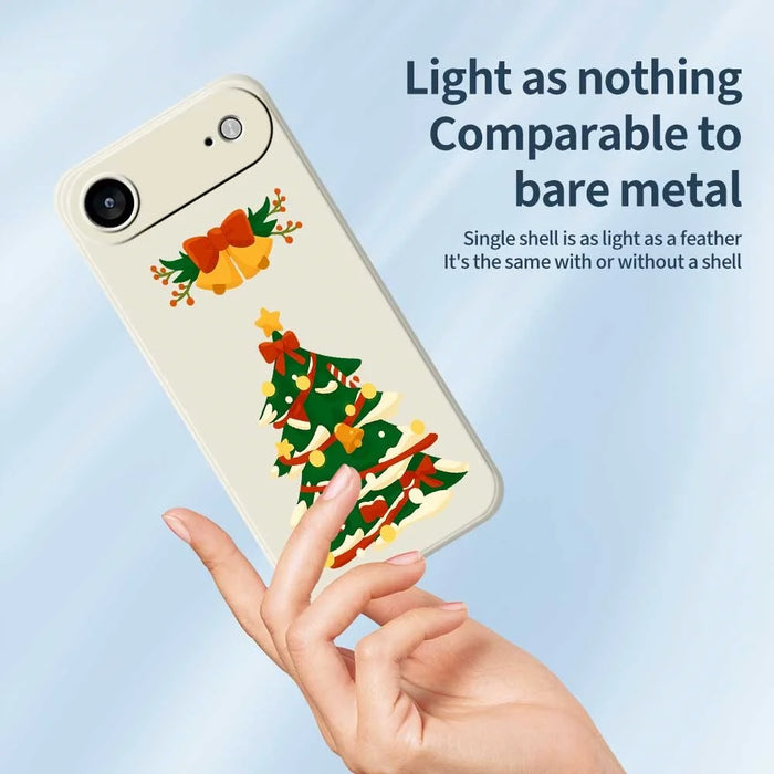 For iPhone Air Case Christmas Tree Bow Pattern Printing Straight Edge TPU Phone Back Cover - Beige - 3