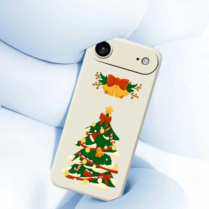 For iPhone Air Case Christmas Tree Bow Pattern Printing Straight Edge TPU Phone Back Cover - Beige - 4