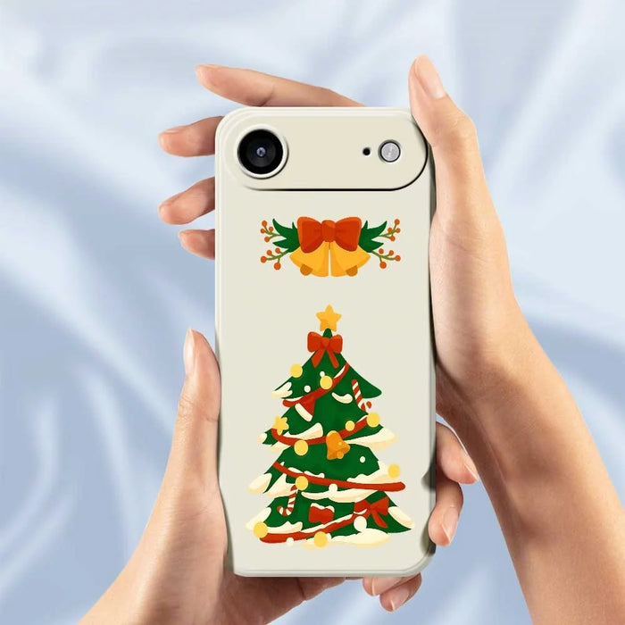 For iPhone Air Case Christmas Tree Bow Pattern Printing Straight Edge TPU Phone Back Cover - Beige - 5