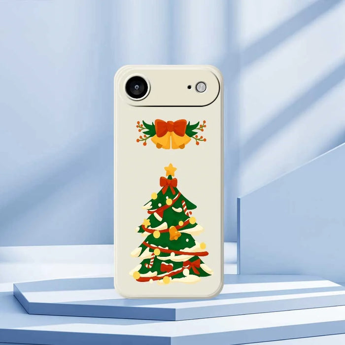 For iPhone Air Case Christmas Tree Bow Pattern Printing Straight Edge TPU Phone Back Cover - Beige - 7