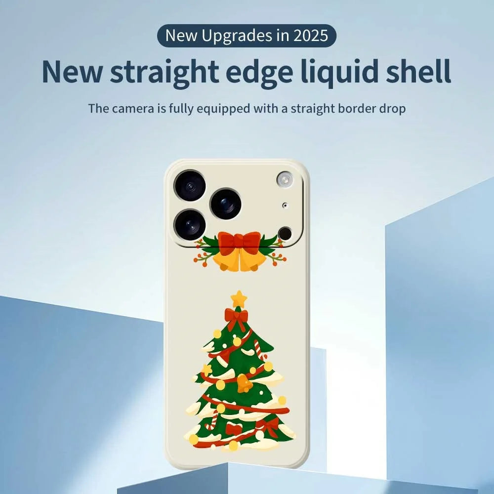 For iPhone 18 Pro / 17 Pro Case Christmas Tree Bow Pattern Printing Straight Edge TPU Phone Back Cover - Beige - 2