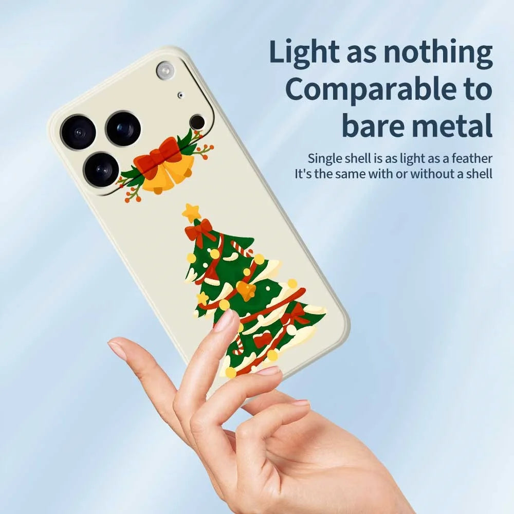 For iPhone 18 Pro Max / 17 Pro Max Case Christmas Tree Bow Pattern Printing Straight Edge TPU Phone Back Cover - Beige - 3