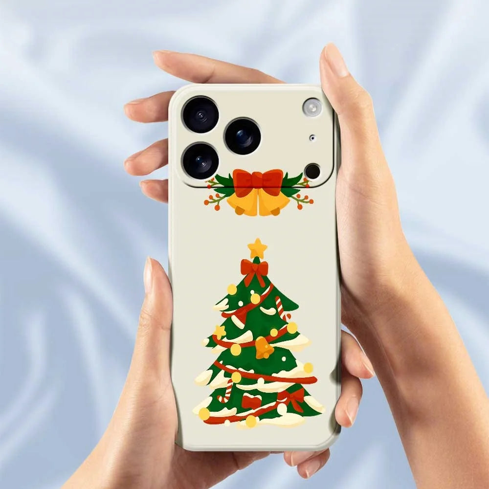 For iPhone 18 Pro Max / 17 Pro Max Case Christmas Tree Bow Pattern Printing Straight Edge TPU Phone Back Cover - Beige - 4