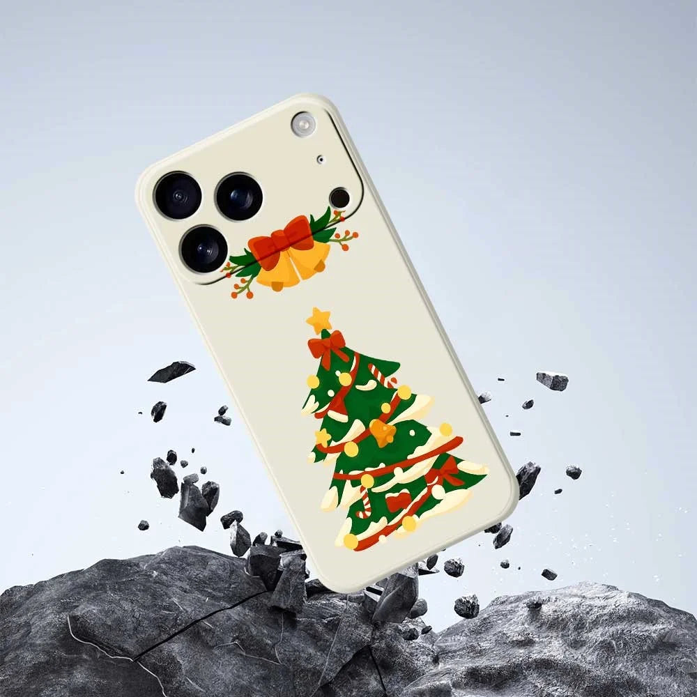 For iPhone 18 Pro Max / 17 Pro Max Case Christmas Tree Bow Pattern Printing Straight Edge TPU Phone Back Cover - Beige - 5