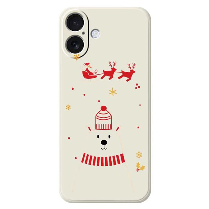 For iPhone 17 Case Bear Pattern Printing Straight Edge TPU Phone Back Cover - Beige - 1