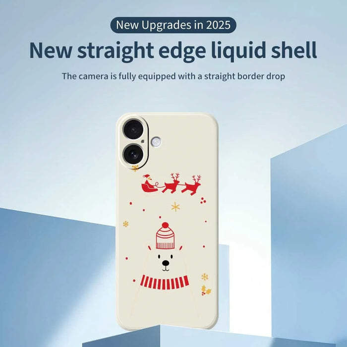 For iPhone 17 Case Bear Pattern Printing Straight Edge TPU Phone Back Cover - Beige - 2