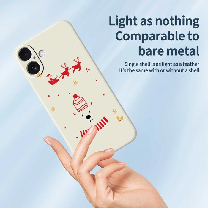 For iPhone 17 Case Bear Pattern Printing Straight Edge TPU Phone Back Cover - Beige - 3