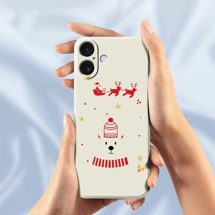For iPhone 17 Case Bear Pattern Printing Straight Edge TPU Phone Back Cover - Beige - 4
