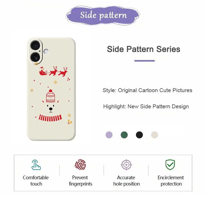 For iPhone 17 Case Bear Pattern Printing Straight Edge TPU Phone Back Cover - Beige - 7