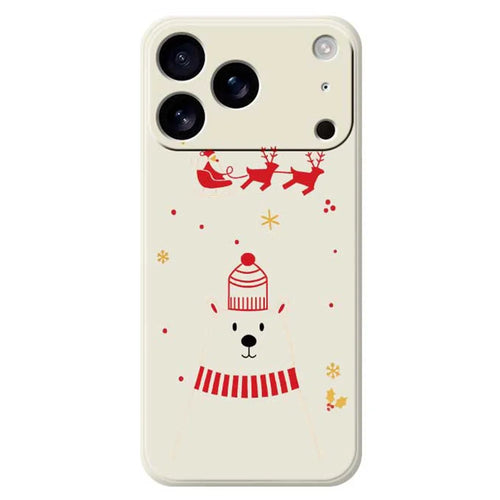 For iPhone 18 Pro Max / 17 Pro Max Case Bear Pattern Printing Straight Edge TPU Phone Back Cover - Beige - 1