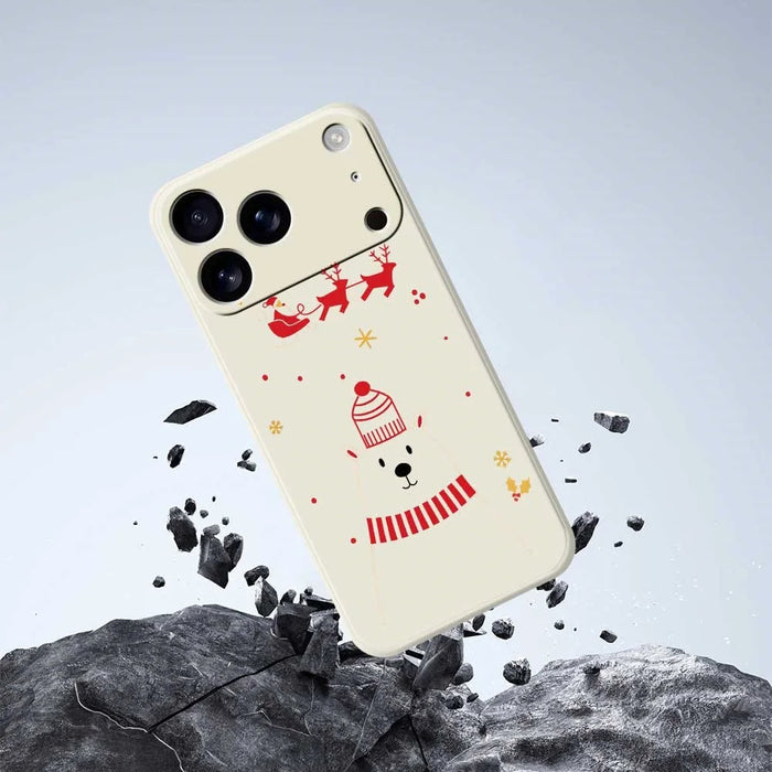For iPhone 18 Pro Max / 17 Pro Max Case Bear Pattern Printing Straight Edge TPU Phone Back Cover - Beige - 5