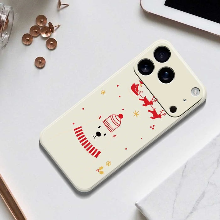 For iPhone 18 Pro Max / 17 Pro Max Case Bear Pattern Printing Straight Edge TPU Phone Back Cover - Beige - 6