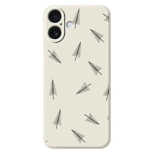 For iPhone 17 Case Hand Drawn Trees Pattern Printing Straight Edge TPU Phone Back Cover - Beige - 1