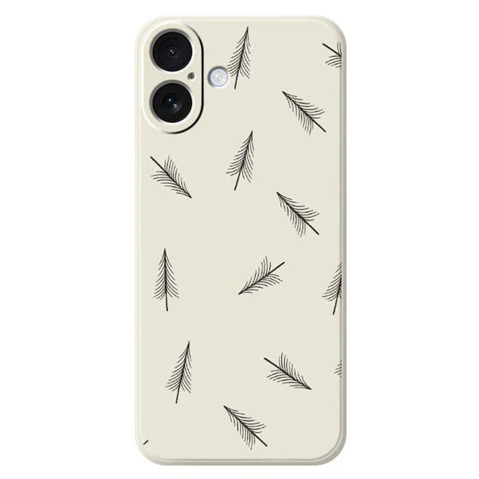 For iPhone 17 Case Hand Drawn Trees Pattern Printing Straight Edge TPU Phone Back Cover - Beige - 1