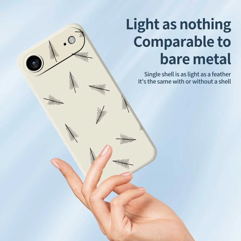 For iPhone Air Case Hand Drawn Trees Pattern Printing Straight Edge TPU Phone Back Cover - Beige - 3