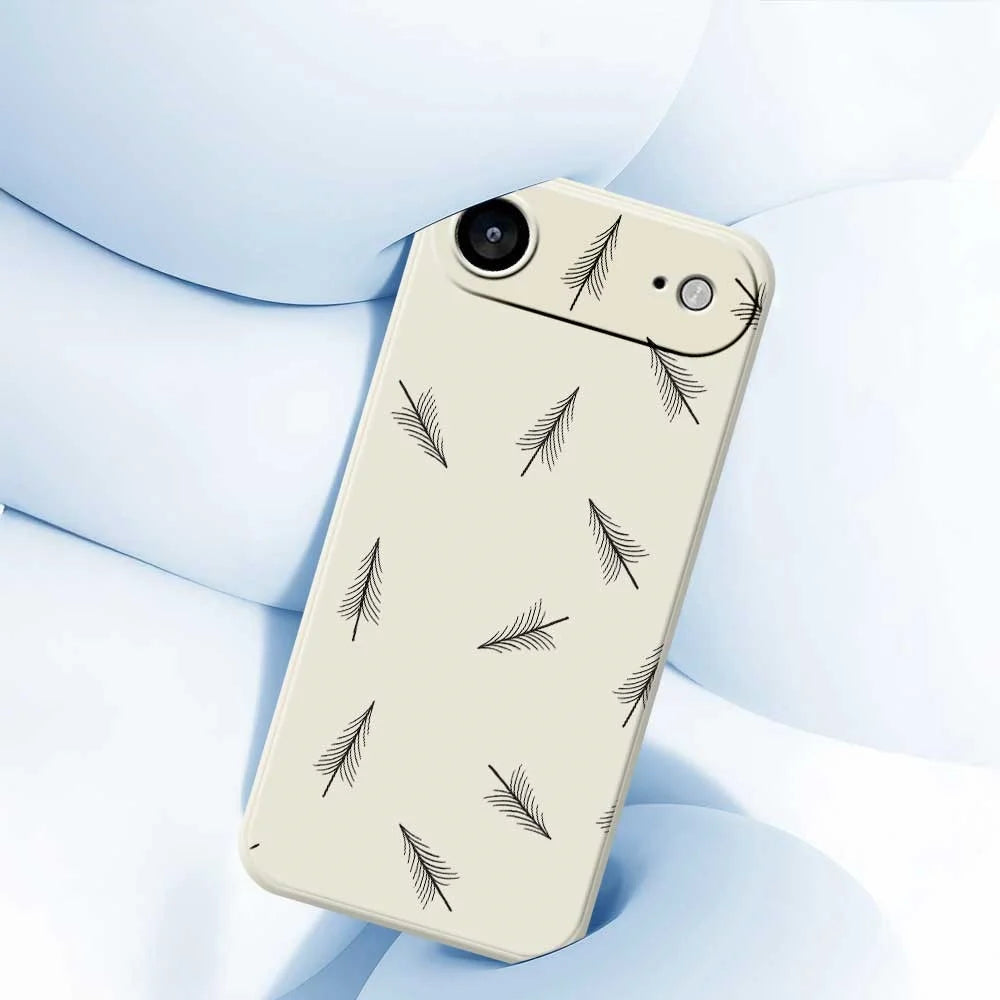 For iPhone Air Case Hand Drawn Trees Pattern Printing Straight Edge TPU Phone Back Cover - Beige - 4