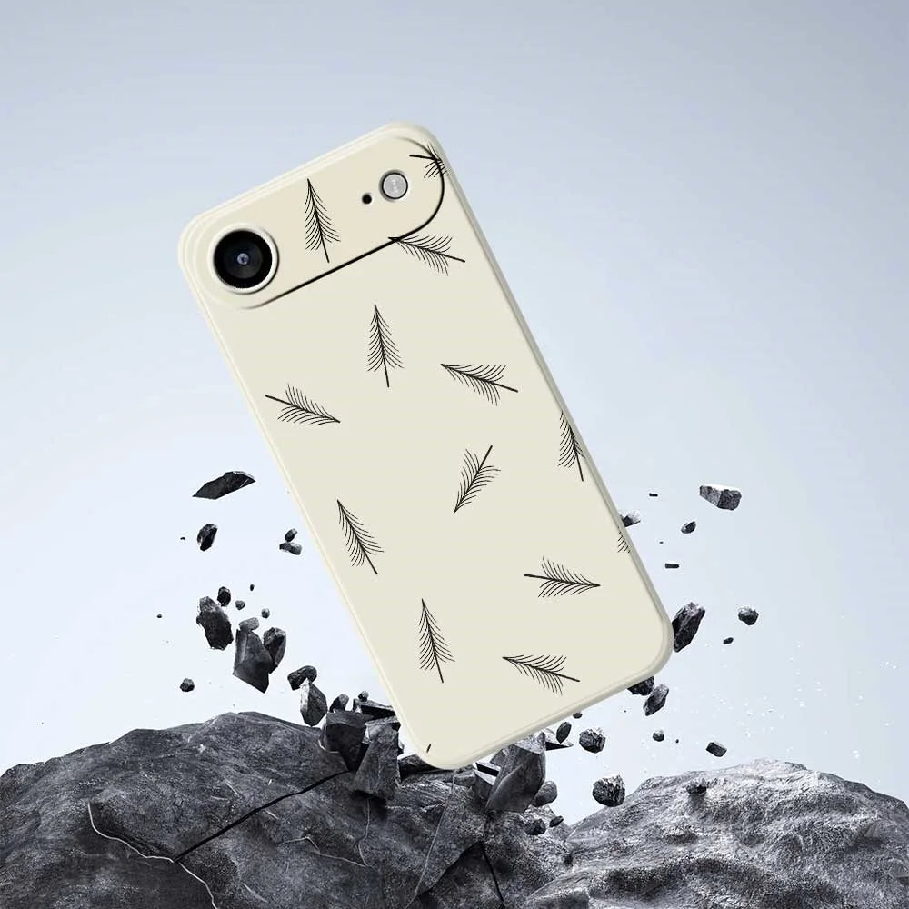 For iPhone Air Case Hand Drawn Trees Pattern Printing Straight Edge TPU Phone Back Cover - Beige - 6