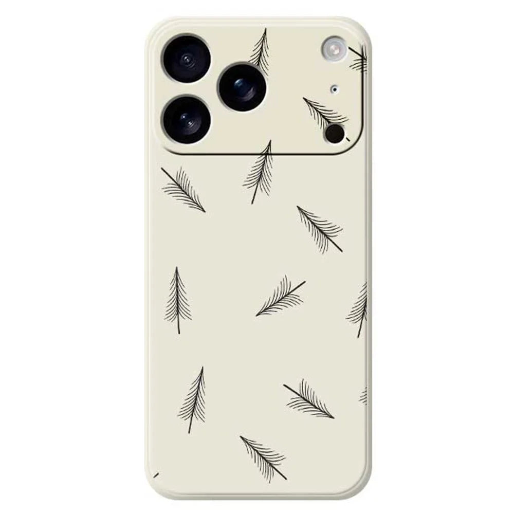 For iPhone 18 Pro / 17 Pro Case Hand Drawn Trees Pattern Printing Straight Edge TPU Phone Back Cover - Beige - 1