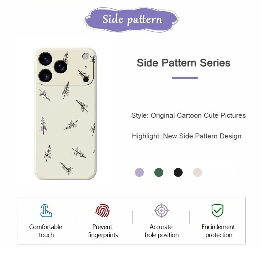 For iPhone 18 Pro / 17 Pro Case Hand Drawn Trees Pattern Printing Straight Edge TPU Phone Back Cover - Beige - 7