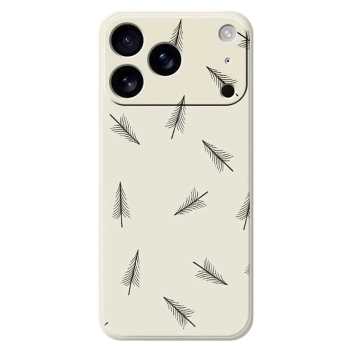 For iPhone 18 Pro Max / 17 Pro Max Case Hand Drawn Trees Pattern Printing Straight Edge TPU Phone Back Cover - Beige - 1