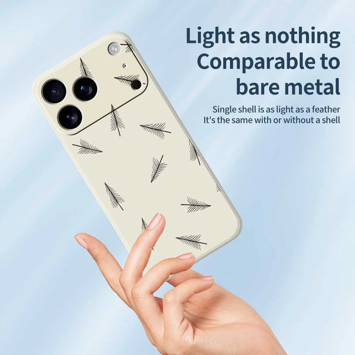 For iPhone 18 Pro Max / 17 Pro Max Case Hand Drawn Trees Pattern Printing Straight Edge TPU Phone Back Cover - Beige - 3