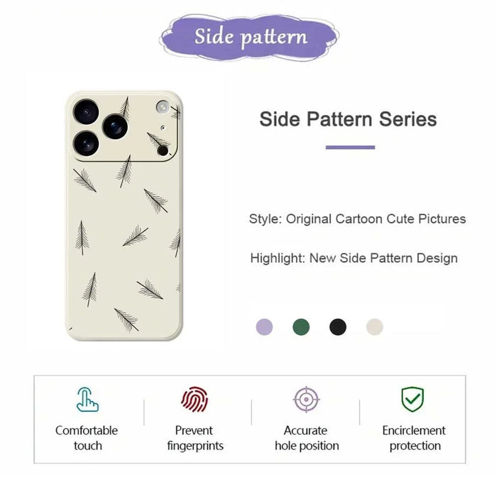 For iPhone 18 Pro Max / 17 Pro Max Case Hand Drawn Trees Pattern Printing Straight Edge TPU Phone Back Cover - Beige - 7