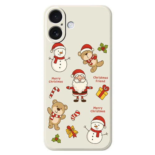 For iPhone 17 Case Christmas Friends Pattern Printing Straight Edge TPU Phone Back Cover - Beige - 1