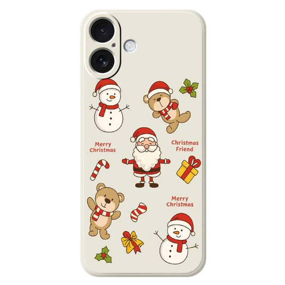 For iPhone 17 Case Christmas Friends Pattern Printing Straight Edge TPU Phone Back Cover - Beige - 1