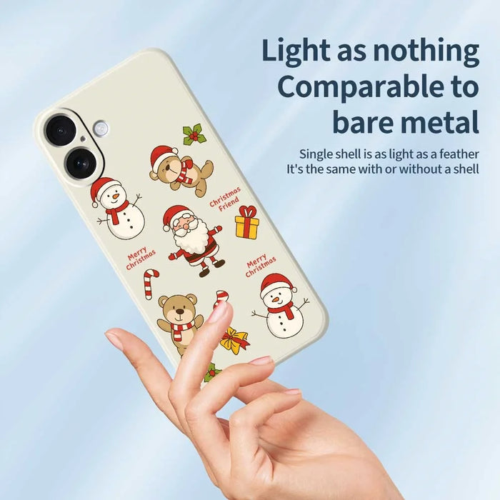 For iPhone 17 Case Christmas Friends Pattern Printing Straight Edge TPU Phone Back Cover - Beige - 3