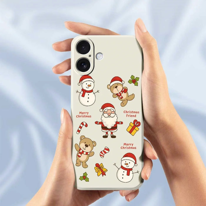 For iPhone 17 Case Christmas Friends Pattern Printing Straight Edge TPU Phone Back Cover - Beige - 4