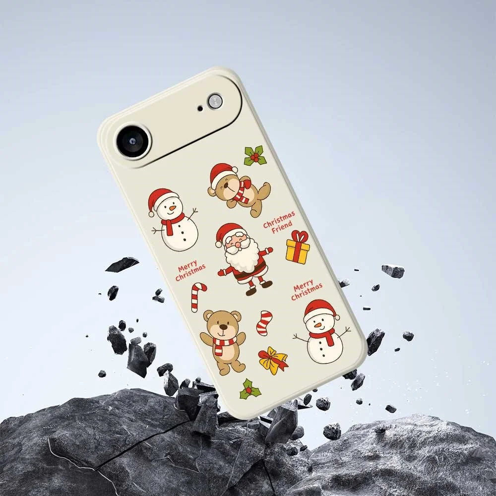 For iPhone Air Case Christmas Friends Pattern Printing Straight Edge TPU Phone Back Cover - Beige - 6