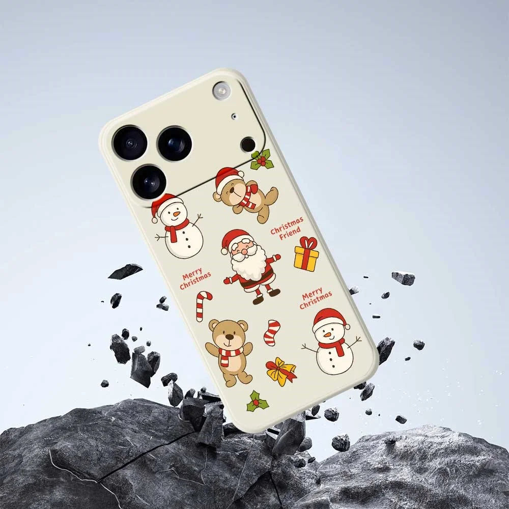 For iPhone 18 Pro / 17 Pro Case Christmas Friends Pattern Printing Straight Edge TPU Phone Back Cover - Beige - 5