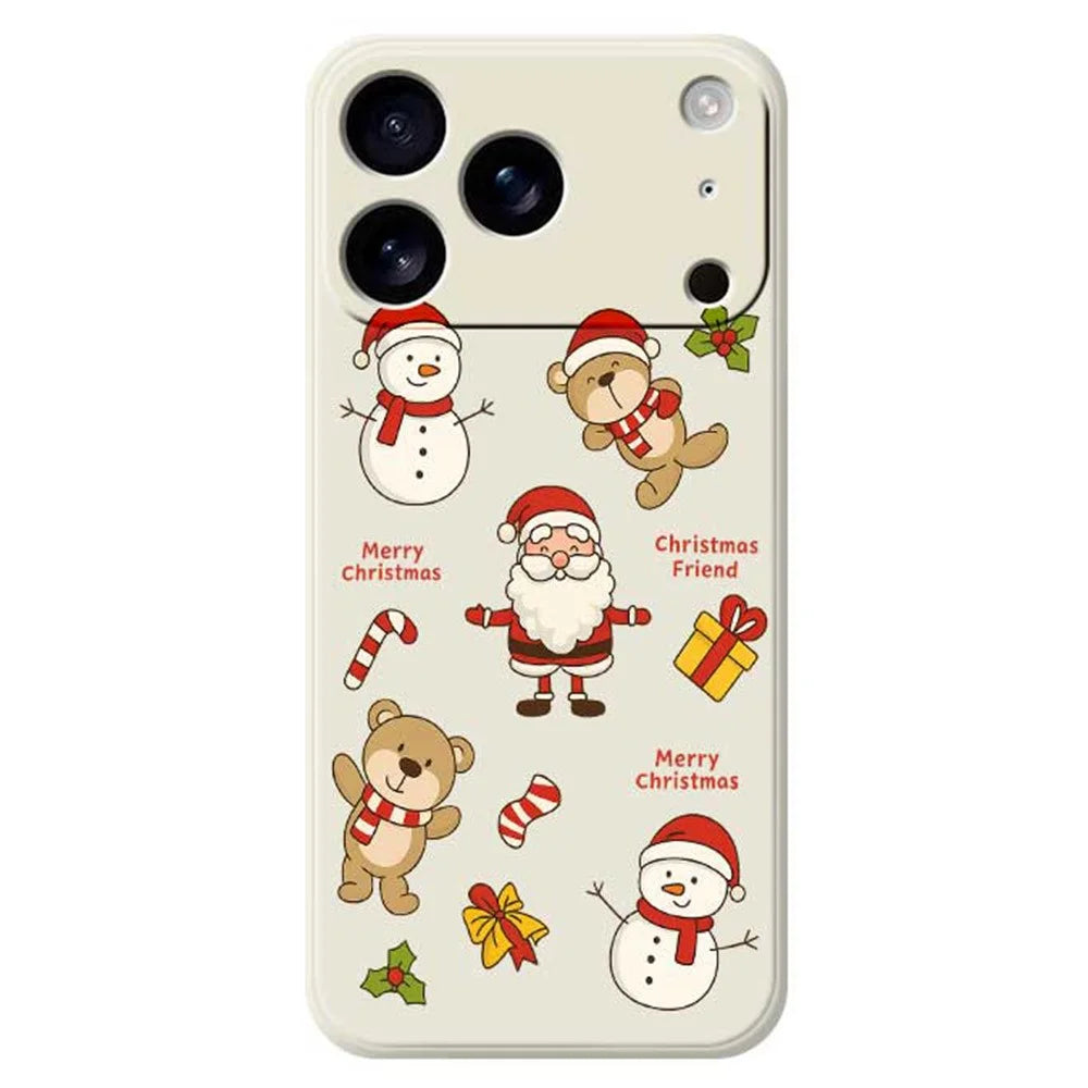 For iPhone 18 Pro Max / 17 Pro Max Case Christmas Friends Pattern Printing Straight Edge TPU Phone Back Cover - Beige - 1