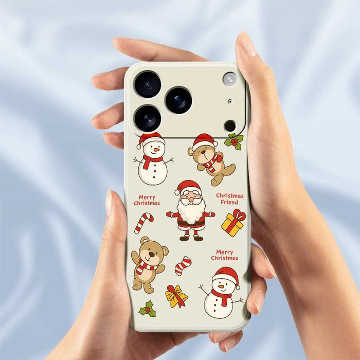 For iPhone 18 Pro Max / 17 Pro Max Case Christmas Friends Pattern Printing Straight Edge TPU Phone Back Cover - Beige - 4