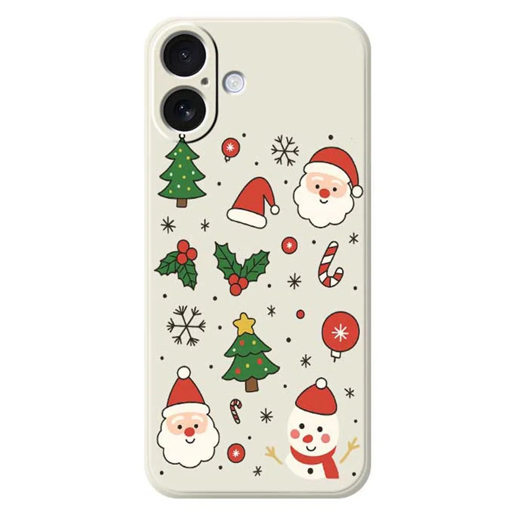 For iPhone 17 Case Christmas Theme Pattern Printing Straight Edge TPU Phone Back Cover - Beige - 1