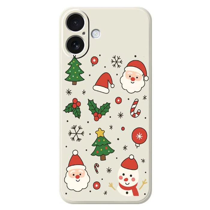 For iPhone 17 Case Christmas Theme Pattern Printing Straight Edge TPU Phone Back Cover - Beige - 1