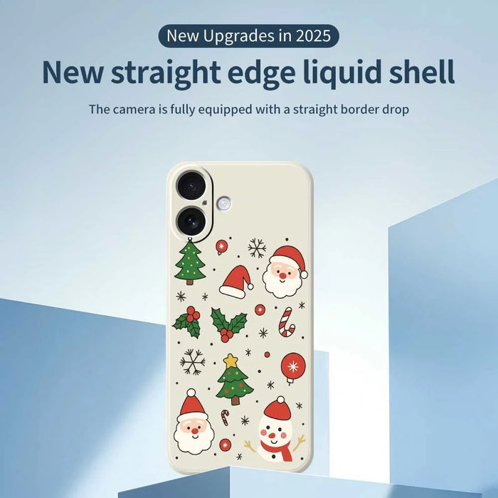 For iPhone 17 Case Christmas Theme Pattern Printing Straight Edge TPU Phone Back Cover - Beige - 2