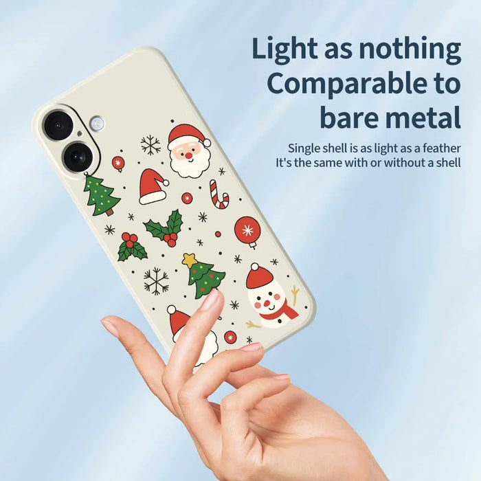 For iPhone 17 Case Christmas Theme Pattern Printing Straight Edge TPU Phone Back Cover - Beige - 3